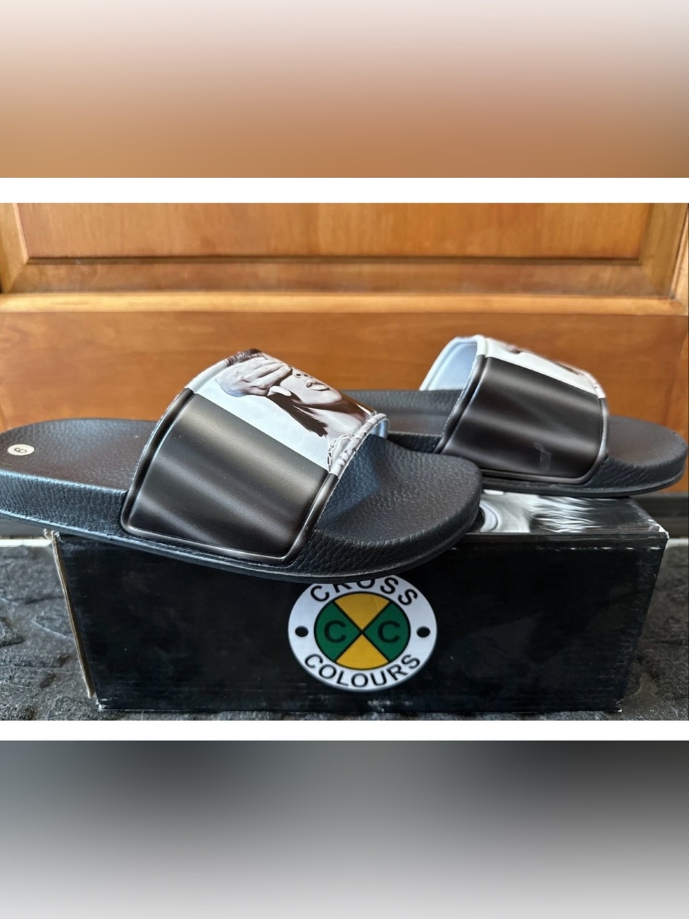 Cross Colours Left Eye Legacy Slides TLC Lisa Lopes Women’s Sz 9 FAST SHIPPING - Picture 3 of 6